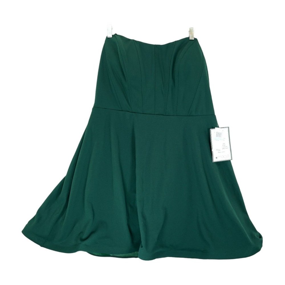 NWT $79 B. Darlin Womens Strapless Corset Mini Fit & Flare Dress Size 20W  Green